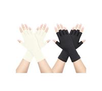 Kiiwah 2 Pares Unisex Guantes sin Dedos, Guantes Cálidos sin Dedos De Invierno, Guantes de Punto de Invierno para Exteriores, Muñeca Larga Guantes de Mitad sin Dedos para Mujer y Hombre