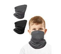 Kiiwah 2 Piezas Braga Cuello Fino para Niño Niña, Bufanda Niño Transpirable para Primavera Verano (Negro, Gris)