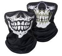 Kiiwah 2 Piezas Calavera Braga Cuello Moto Unisex Adulto, Deporte Pasamontañas Tubular Pañuelo Multifunción Bandana para Esquí, Correr, Ciclismo