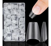 Kiiwah 300 Piezas Medio Cubiertas Tips Uñas, Natural Francé Nail Acrilicas Soft Gel Tips Uñas Postizas Con Líneas Posicionamiento para Profesional Salones y Manicuras Diy en Casa
