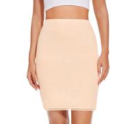 Kiiwah Enaguas Cortas de Mujer, Enaguas para Vestidos Minifalda, Falda Interior Largo hasta la Rodilla Bajo Vestido Suave Cintura Elástica con Ribete de Encaje