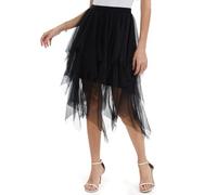 Kiiwah Falda Tul Mujer, Irregular Faldas Midi de Tul de Malla en Capas, Elegante Vintage Cintura Elástica Falda Larga Mujer Tutu para Diario, Prom, Fiesta, Carnaval, Halloween
