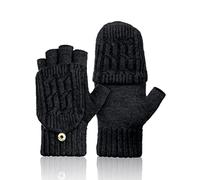 Kiiwah Guantes sin Dedos de Invierno Mitones Mujer Guantes de Dedos Guantes Térmicos Flexibles de Lana de Termicos Guantes Convertibles con Cubierta para Hombres y Mujeres