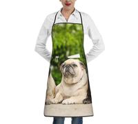 KIJ Amistad Pug Bokeh Perros Mascotas Amigos Pug, Para mujeres con bolsillos, delantales para cocina, jardinería y salón