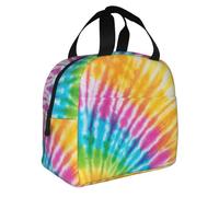 KIJ Arcoíris teñido anudado en espiral colorido, Bolsa de almuerzo reutilizable, aislante, fácil de limpiar, ideal para el trabajo, picnic y camping.