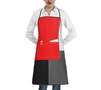 KIJ Bloque geométrico rojo, gris, negro y blanco, Para mujeres con bolsillos, delantales para cocina, jardinería y salón