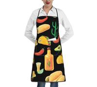 KIJ Comida mexicana sin costuras, Para mujeres con bolsillos, delantales para cocina, jardinería y salón