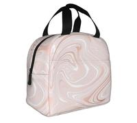 KIJ Delicado mármol rosa con imitación de oro rosa, Bolsa de almuerzo reutilizable, aislante, fácil de limpiar, ideal para el trabajo, picnic y camping.