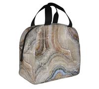 KIJ Estampado azul pálido de piedra de ónix, Bolsa de almuerzo reutilizable, aislante, fácil de limpiar, ideal para el trabajo, picnic y camping.
