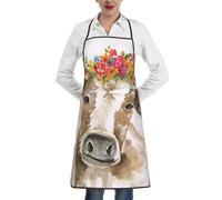 KIJ Linda vaca de acuarela, Para mujeres con bolsillos, delantales para cocina, jardinería y salón