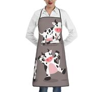 KIJ Linda vaca de dibujos animados impresa, Para mujeres con bolsillos, delantales para cocina, jardinería y salón