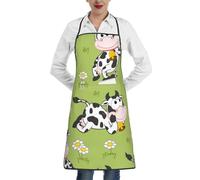 KIJ Lindo animal vaca verde, Para mujeres con bolsillos, delantales para cocina, jardinería y salón