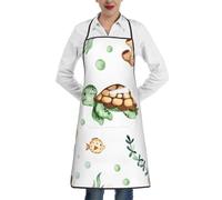 KIJ Lindo cangrejo tortuga marina en acuarela, Para mujeres con bolsillos, delantales para cocina, jardinería y salón