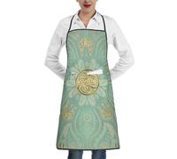 KIJ Mandala celta en verde salvia suave y dorado, Para mujeres con bolsillos, delantales para cocina, jardinería y salón