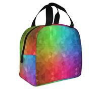 KIJ Poligonal multicolor que consta de triángulos y arcoíris, Bolsa de almuerzo reutilizable, aislante, fácil de limpiar, ideal para el trabajo, picnic y camping.