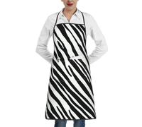 KIJ Raya de cebra natural, Para mujeres con bolsillos, delantales para cocina, jardinería y salón