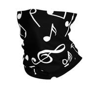 KIJ Señales de notas musicales negras, Braga de cuello con protección solar, bandana para correr, andar en bicicleta, pescar y practicar deportes al aire libre.