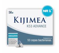 Kijimea K53 Advance - Cápsulas de bacterias intestinales de alta dosis, 53 cepas de microcultivos seleccionadas de la flora intestinal, con biotina, >500 mil millones de UFC por paquete - 56 cápsulas