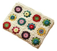 KIJING Manta de ganchillo 100% hecha a mano, estilo suéter, manta de punto suave para sofá, cama, decoración del hogar (blanco, 80 x 60)