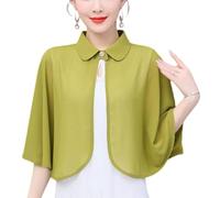 KIJSKKOPO Bolero De Gasa Transparente De Verano Blanco con Botones En La Solapa, Capa, Chal, Flores Rosa En La Espalda, Capelina Ligera, Poncho para Fiestas, Noches, Bodas Y Eventos Nupciales, Color