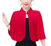 KIJSKKOPO Bolero De Gasa Transparente De Verano Blanco con Botones En La Solapa, Capa, Chal, Flores Rosa En La Espalda, Capelina Ligera, Poncho para Fiestas, Noches, Bodas Y Eventos Nupciales, Color