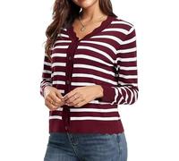 KIJSKKOPO Cárdigan De Manga Larga para Mujer, Rayas Blancas Y Negras, Cuello En V, Botones, Punto Acanalado, Chaqueta Ligera Y Fina, Abrigo Bolero Clásico De Corte Entallado De Verano, Vestido, To