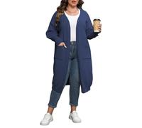 KIJSKKOPO Cárdigan Largode Punto con Frente Abierto para Mujer, Talla Grande, Hombros Caídos, Mangas Abullonadas, Suéter Extragrande con Bolsillos, Ropa Abrigo Suave, Holgada Y Cálida para Uso D