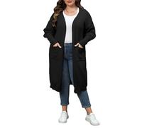 KIJSKKOPO Cárdigan Largode Punto con Frente Abierto para Mujer, Talla Grande, Hombros Caídos, Mangas Abullonadas, Suéter Extragrande con Bolsillos, Ropa Abrigo Suave, Holgada Y Cálida para Uso D