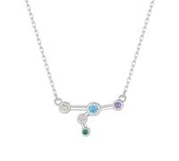 KIJSKKOPO Collar Astrológico De Plata Ley 925, Chapado En Oro Blanco Con Incrustaciones De Circonitas Redondas Colores, Colgante De Las 12 Constelaciones, Gargantilla Ajustable, Joyería De Regalo