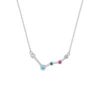 KIJSKKOPO Collar Astrológico De Plata Ley 925, Chapado En Oro Blanco Con Incrustaciones De Circonitas Redondas Colores, Colgante De Las 12 Constelaciones, Gargantilla Ajustable, Joyería De Regalo