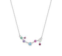 KIJSKKOPO Collar Astrológico De Plata Ley 925, Chapado En Oro Blanco Con Incrustaciones De Circonitas Redondas Colores, Colgante 12 Constelaciones, Gargantilla Ajustable, Joyería, Regalos para Muj