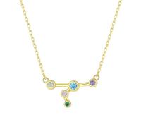 KIJSKKOPO Collar Astrológico De Plata Ley 925, Chapado En Oro Con Incrustaciones De Circonitas Redondas Colores, Colgante 12 Constelaciones, Gargantilla Ajustable, Joyería, Regalos para Mujeres Y