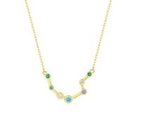 KIJSKKOPO Collar Astrológico De Plata Ley 925, Chapado En Oro Con Incrustaciones De Circonitas Redondas Colores, Colgante 12 Constelaciones, Gargantilla Ajustable, Joyería, Regalos para Mujeres Y