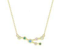 KIJSKKOPO Collar Astrológico De Plata Ley 925, Chapado En Oro Con Incrustaciones De Circonitas Redondas Colores, Colgante De Las 12 Constelaciones, Gargantilla Ajustable, Joyería, Regalos para Muj