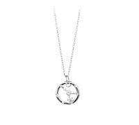 KIJSKKOPO Collar Astrológico De Plata Ley 925, Redondo, Hueco, Chapado En Oro Blanco Con Incrustaciones De Circonita, Colgante De Las 12 Constelaciones, Gargantilla Ajustable, Joyería, Regalos par