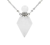 KIJSKKOPO Collar Botella De Perfume De Cono De Piedra Natural, Plata, Obsidiana Reiki, Punta Hexagonal, Chakras, Difusor De Aceites Esenciales, Colgante, Energía Cristalina, Collar Piedras Precio