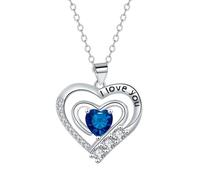 KIJSKKOPO Collar con Colgante Corazón Te Amo Mamá, Colgante Doble Corazón Plateado con Circon ita Cúbica, Regalos Joyería Para Novia, Esposa, Mamá En Cumpleaños, Aniversario, Día San Va