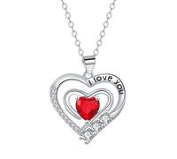 KIJSKKOPO Collar con Colgante Corazón Te Amo Mamá, Colgante Doble Corazón Plateado con Circon ita Cúbica, Regalos Joyería Para Novia, Esposa, Mamá En Cumpleaños, Aniversario, Día San Va