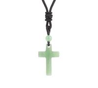 KIJSKKOPO Collar Con Colgante De Cruz De Piedra Natural Para Hombres Y Mujeres, Colgante De Cuentas De Cristal Reiki De Labradorita Negra, Gargantilla De Cuerda Ajustable, Joyería De Piedras Precio