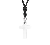 KIJSKKOPO Collar Con Colgante De Cruz De Piedra Natural Para Hombres Y Mujeres, Colgante De Cuentas De Cristal Reiki De Labradorita Negra, Gargantilla De Cuerda Ajustable, Joyería De Piedras Precio