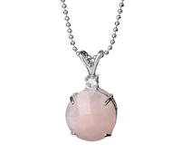 KIJSKKOPO Collar con Colgante Piedra Energía Cristal Natural, Incrustaciones Facetas Circulares Cuarzo Rosa, Delicado Collar Circonita, Joyería para Mujeres, Damas, Abuelas, Día La Madre, Cumplea