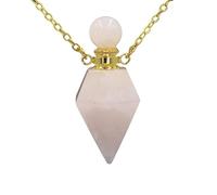 KIJSKKOPO Collar Con Difusor De Aceites Esenciales De Chakras, Piedra Natural, Amatista, Con Forma De Cono, Dorado, Para Perfume, Energía Cristalina, Regalo Joyería, Cuarzo Rosa.
