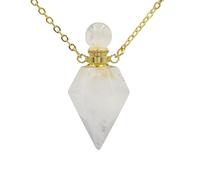 KIJSKKOPO Collar Con Difusor De Aceites Esenciales De Chakras, Piedra Natural, Amatista, Oro, Con Forma De Cono, Colgante, Energía Cristalina, Collar Piedras Preciosas, Joyería, Regalo, Cristal B