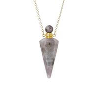 KIJSKKOPO Collar Con Difusor De Aceites Esenciales De Cono De Piedra Natural, Dorado, Con Punta Hexagonal Y 7 Chakras, Para Reiki, Energía Cristalina, Piedras Preciosas, Joyería Para Niñas,