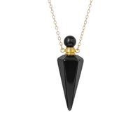 KIJSKKOPO Collar Con Difusor De Aceites Esenciales De Cono De Piedra Natural, Dorado, Con Punta Hexagonal Y 7 Chakras, De Reiki, Con Piedras Preciosas Energía Cristalina, Joyería Para Niñ