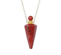 KIJSKKOPO Collar Con Difusor De Aceites Esenciales De Cono De Piedra Natural, Dorado, Con Punta Hexagonal Y 7 Chakras, Para Reiki, Energía Cristalina, Piedras Preciosas, Joyería Para Niñas,