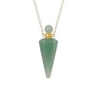 KIJSKKOPO Collar Con Difusor De Aceites Esenciales De Reiki, Con Forma De Cono De Piedra Natural, Dorado, Con Forma Hexagonal Puntiaguda, Para Los 7 Chakras, Con Energía Cristalina, Collar De
