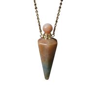 KIJSKKOPO Collar Con Difusor De Aceites Esenciales De Reiki, Con Forma De Cono De Piedra Natural, Dorado, Con Forma Hexagonal Puntiaguda, Para Los 7 Chakras, Con Energía Cristalina, Collar De