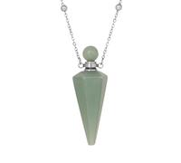 KIJSKKOPO Collar De Botella De Perfume De Cono De Piedra Natural, Plata, Difusor De Aceites Esenciales De Reiki Hexagonal Puntiagudo De 7 Chakras, Colgante Energía Cristalina, Collar De Piedras