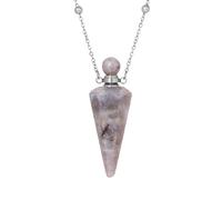 KIJSKKOPO Collar De Botella De Perfume De Cono De Piedra Natural, Plata, Difusor De Aceites Esenciales De Reiki Hexagonal Puntiagudo De 7 Chakras, Colgante Energía Cristalina, Collar De Piedras